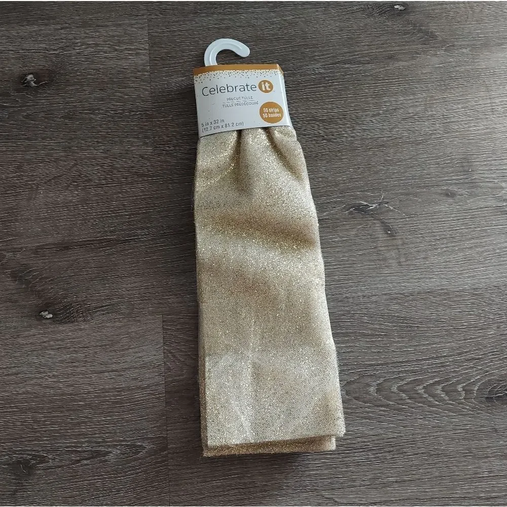 Gold Glitter Pre-Cut Tulle Strips by Celebrate It